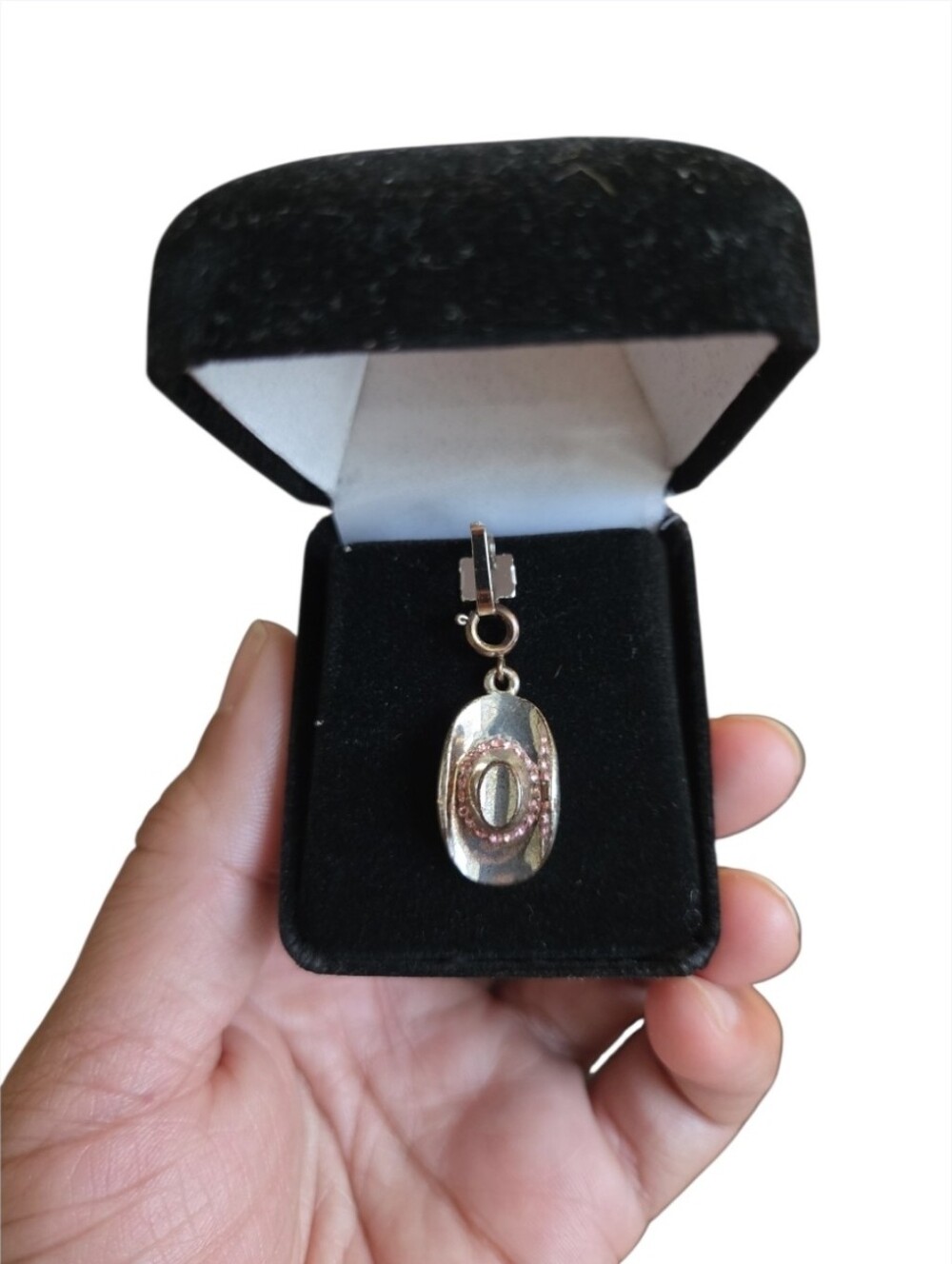 Vintage Dillards Silver Toned Pink Rhinestones Cowboy Hat Pendant Charm